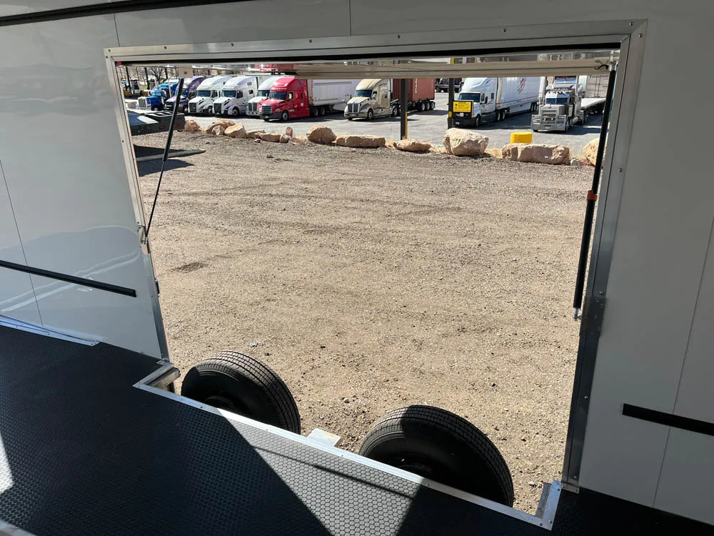 8.5 x 24 ATC ROM 450 Sport/Car Hauler Med Charcoal Side Access Wheel Cover Removed