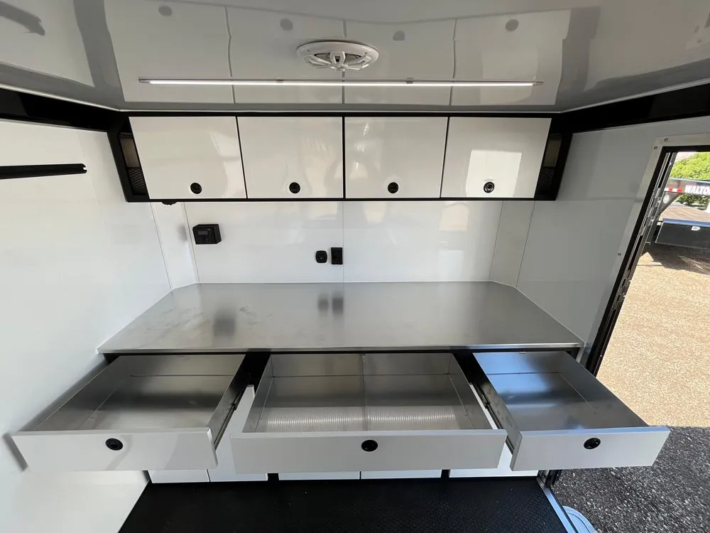 8.5 x 24 ATC ROM 450 Sport/Car Hauler Polar White drawers open