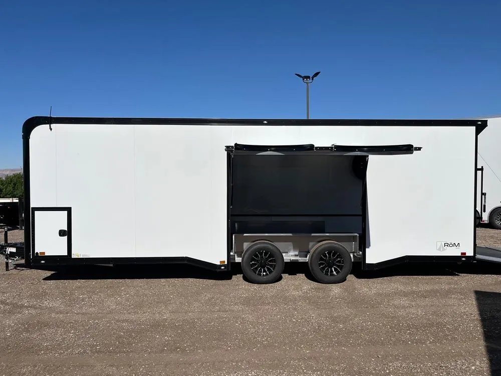 8.5 x 24 ATC ROM 450 Sport/Car Hauler Polar White side access door open