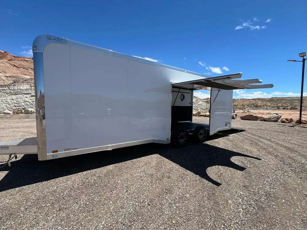 8.5 x 24 ATC ROM 450 Sport/Car Hauler Polar White side hatch open left side