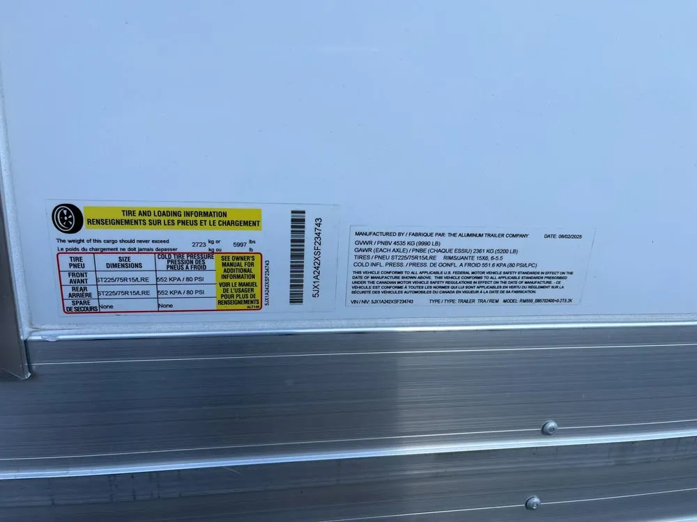 8.5 x 24 ATC ROM 550 Sport/Car Hauler Polar White manufacturer label