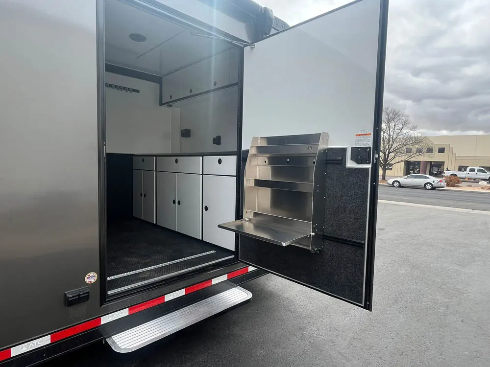 8.5 x 28 ATC ROM 550 Sport/Car Hauler Med Charcoal Side Door Open