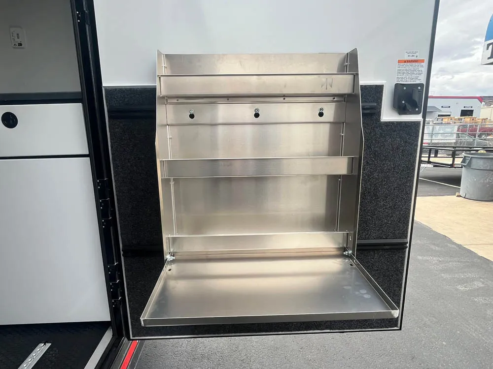 8.5 x 28 ATC ROM 550 Sport/Car Hauler Med Charcoal Side Door Storage Open