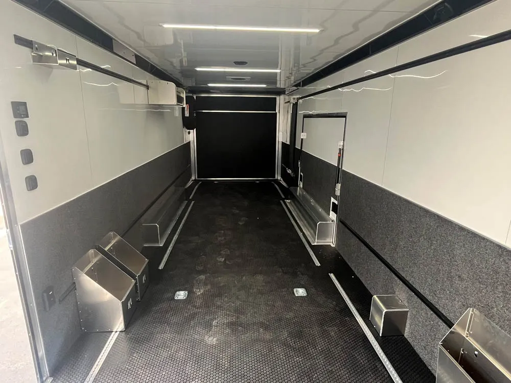 8.5 x 28 ATC ROM 550 Sport/Car Hauler Med Charcoal Inside Looking to Rear