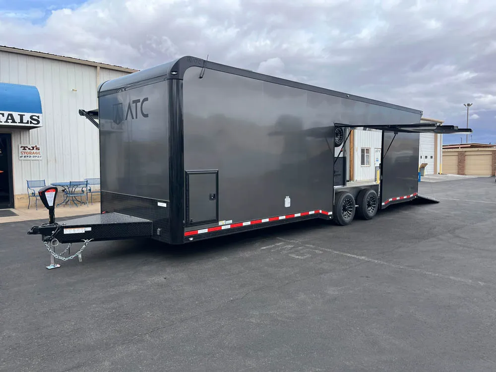 8.5 x 28 ATC ROM 550 Sport/Car Hauler Med Charcoal Outside Side Access Open