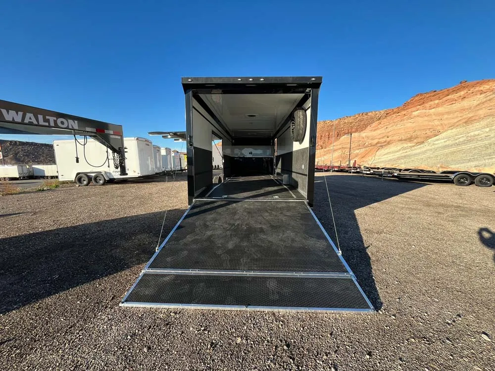 8.5 x 28 ATC ROM 550 Sport/Car Hauler Polar White rear ramp down