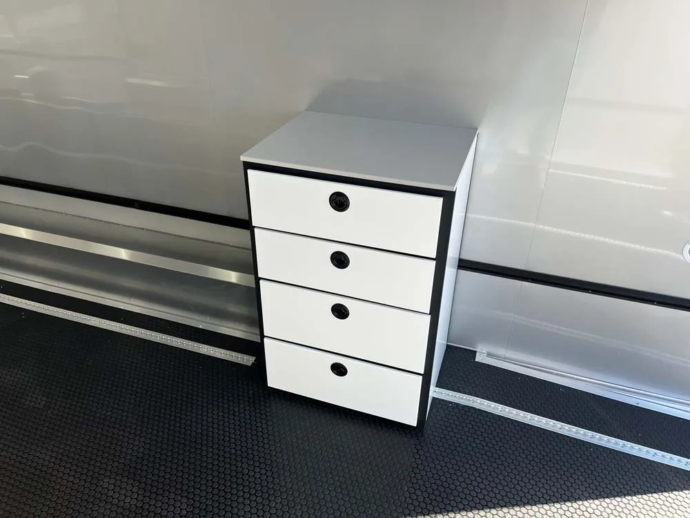 8.5 x 40 ATC ROM 750G Sport/Car Hauler Gooseneck Polar White storage cabinet