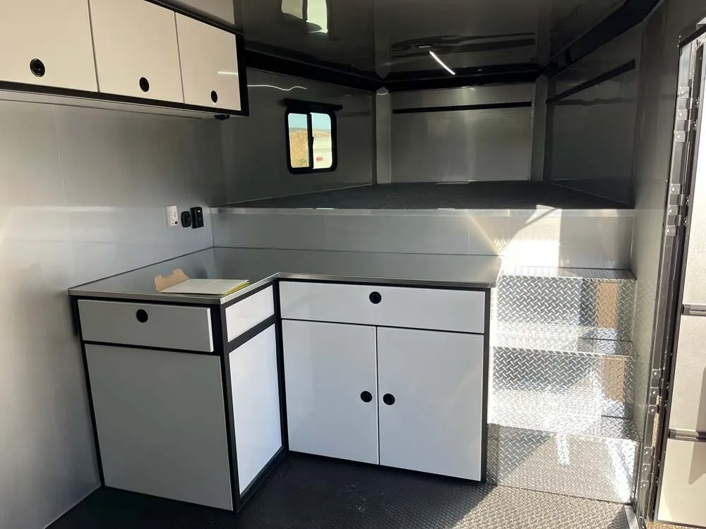 8.5 x 40 ATC ROM 750G Sport/Car Hauler Gooseneck Polar White front storage