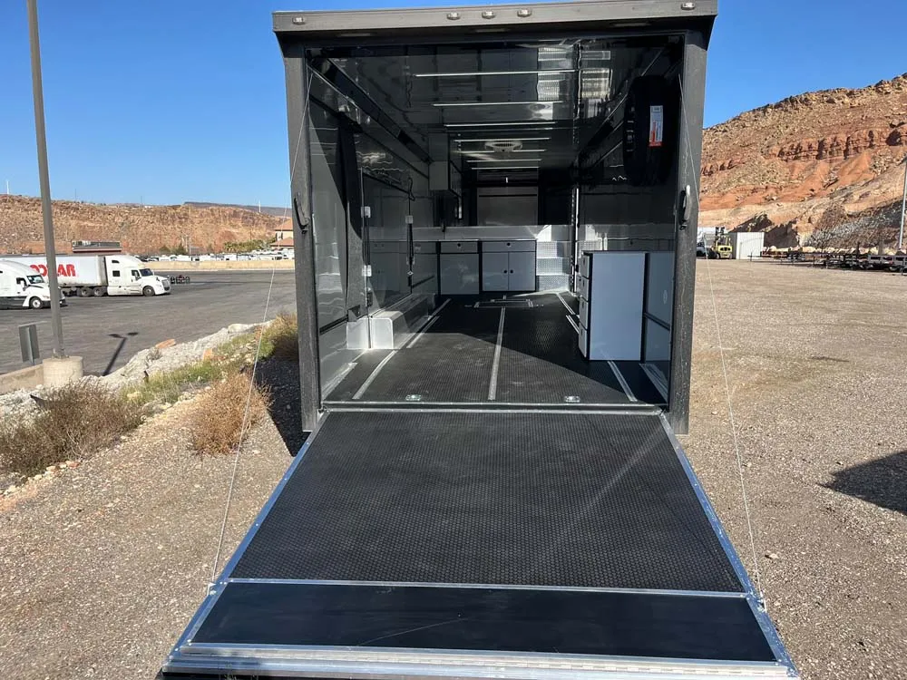 8.5 x 40 ATC ROM 750G Sport/Car Hauler Gooseneck Polar White rear ramp down