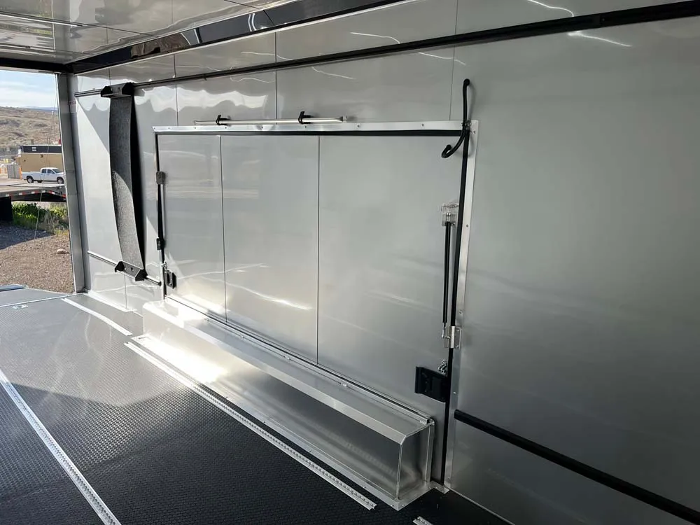 8.5 x 40 ATC ROM 750G Sport/Car Hauler Gooseneck Polar White side excape hatch