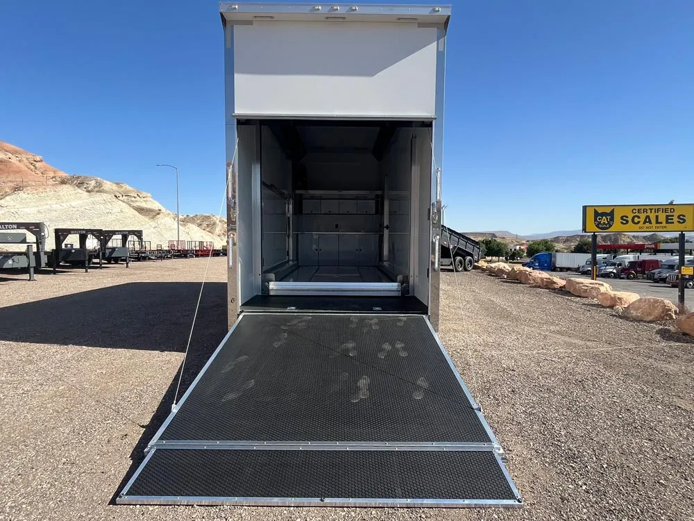 8.5 x 24 ATC ROM 800 Sport/Car Hauler Stacker White rear ramp down