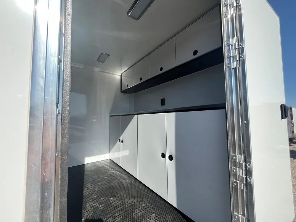 8.5 x 24 ATC ROM 800 Sport/Car Hauler Stacker White inside side door cabinets