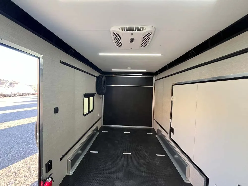 7.5 x 14 ATC STO 450 Cargo Trailer Tandem Dove Grey inside towards the rear