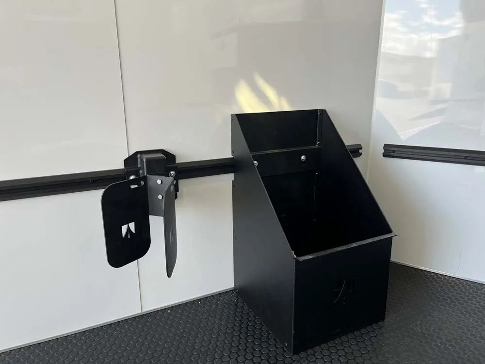 7.5 x 14 ATC STO 450 Cargo Trailer Tandem Med Charcoal wheel chock and caddy