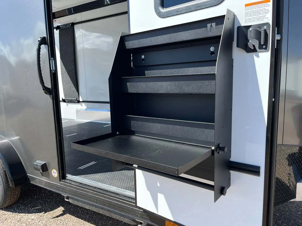 7.5 x 14 ATC STO 450 Cargo Trailer Tandem Med Charcoal door storage right