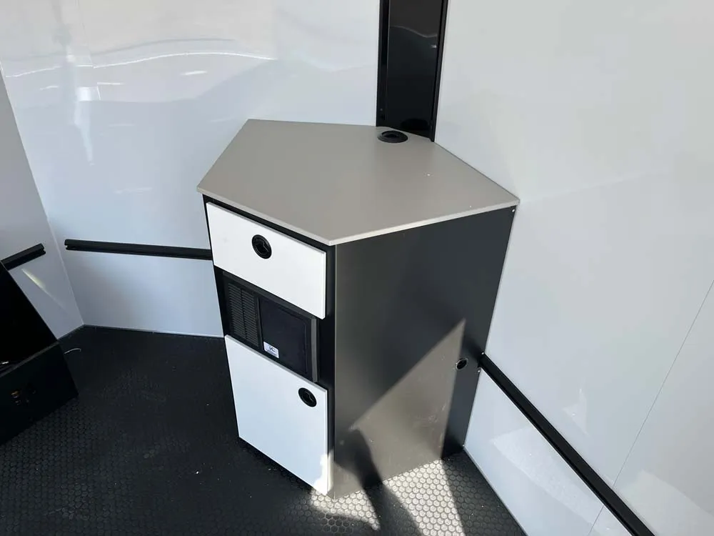 7.5 x 14 ATC STO 450 Cargo Trailer Tandem Med Charcoal front storage cabinet