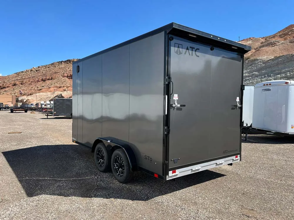 7.5 x 14 ATC STO 450 Cargo Trailer Tandem Med Charcoal left rear