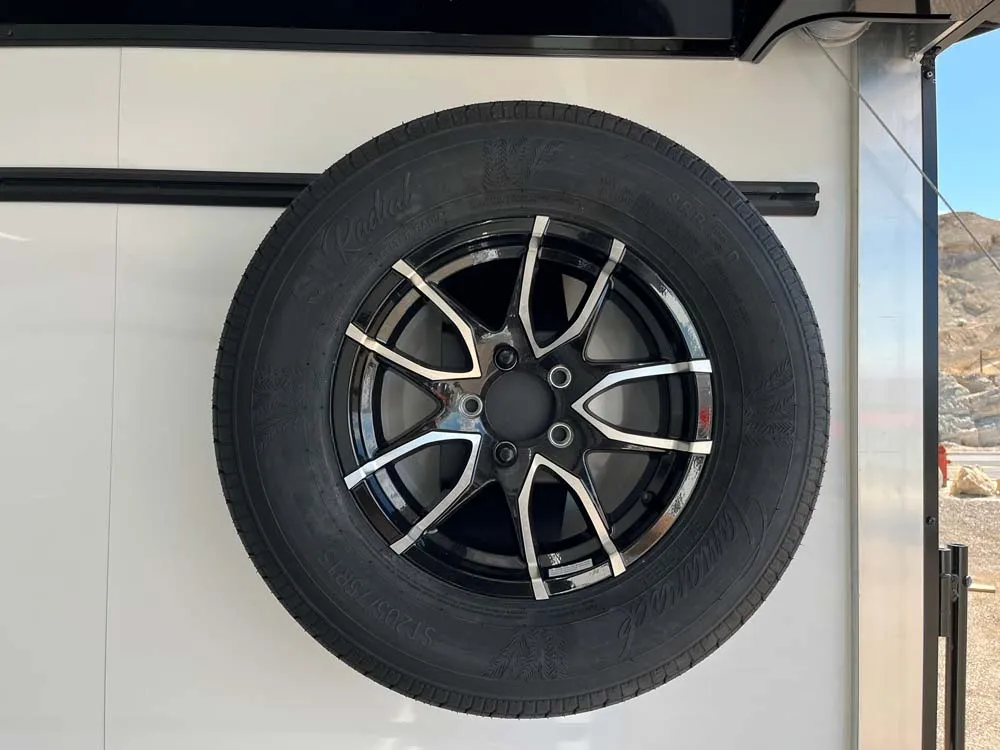 7.5 x 14 ATC STO 450 Cargo Trailer Tandem Med Charcoal spare tire and mount