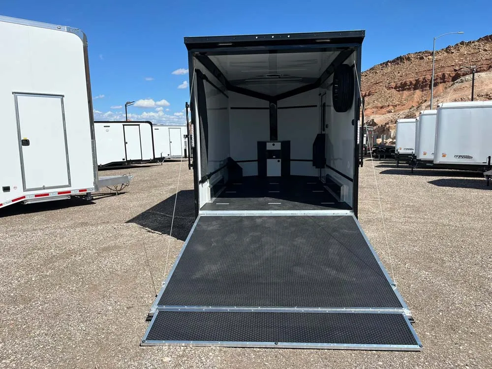 7.5 x 14 ATC STO 450 Cargo Trailer Tandem Med Charcoal rear ramp down