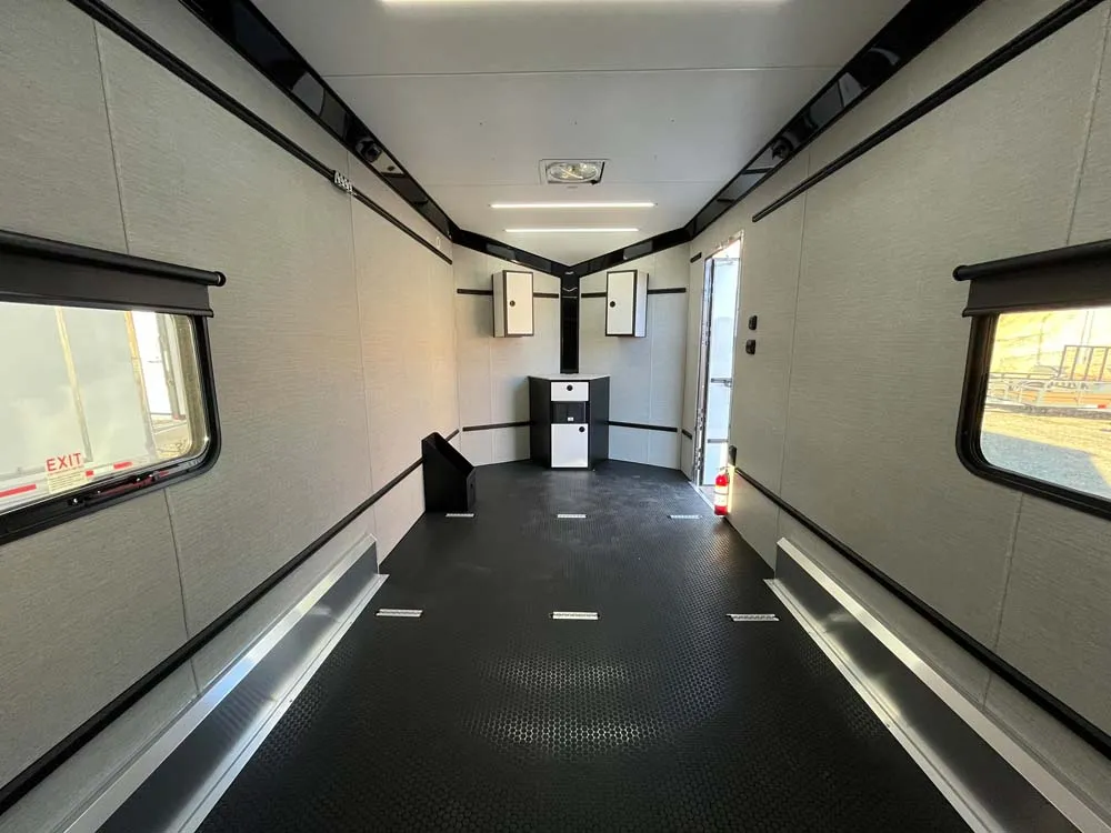 7.5 x 16 ATC STO 450 Cargo Trailer Tandem Polar White inside rear towards front