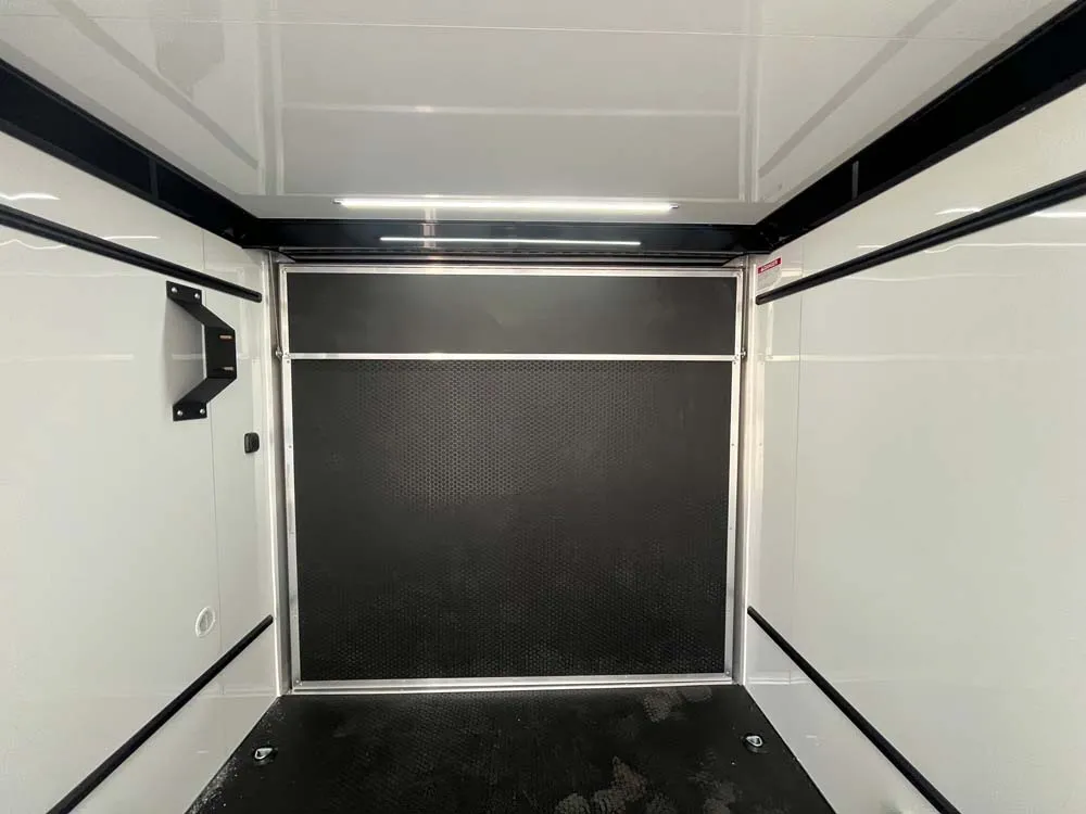 7.5 x 16 ATC STO 450 Cargo Trailer Tandem Polar White 0095 inside rear ramp