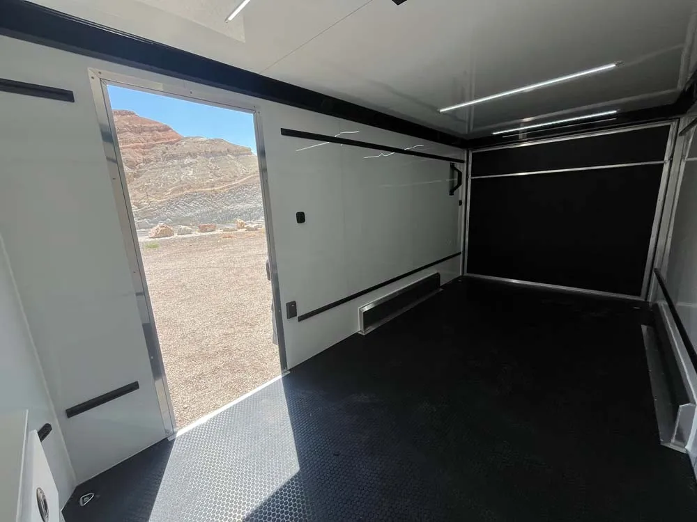 7.5 x 16 ATC STO 450 Cargo Trailer Tandem Polar White 0095 inside towards side door
