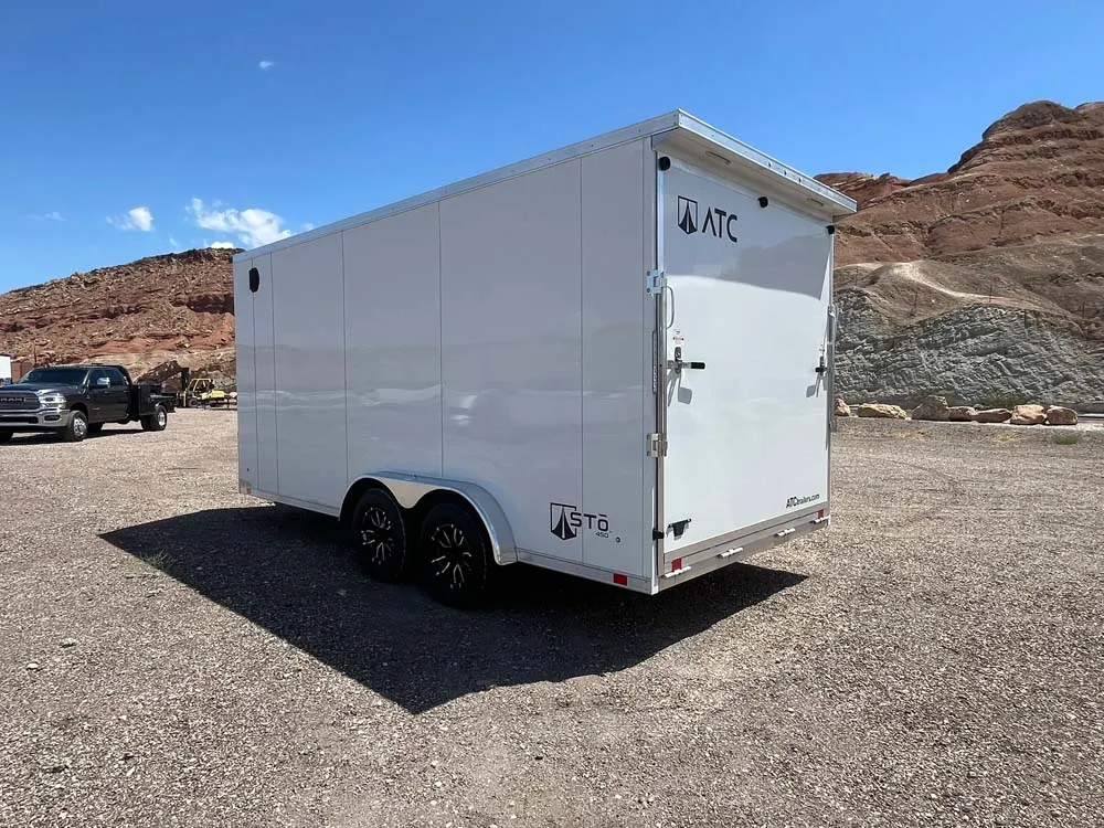 7.5 x 16 ATC STO 450 Cargo Trailer Tandem Polar White 0095 left rear