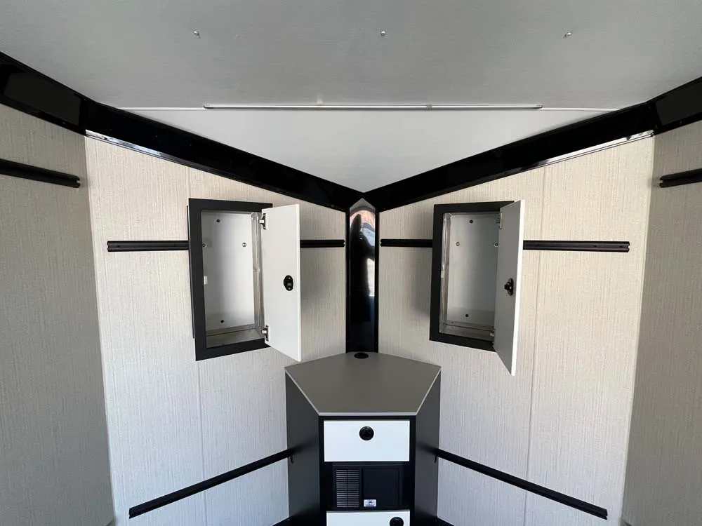 7.5 x 16 ATC STO 450 Cargo Trailer Tandem Polar White front cabinets