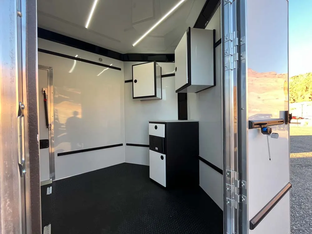 7.5 x 16 ATC STO 450 Cargo Trailer Tandem Silver Frost front cabinets