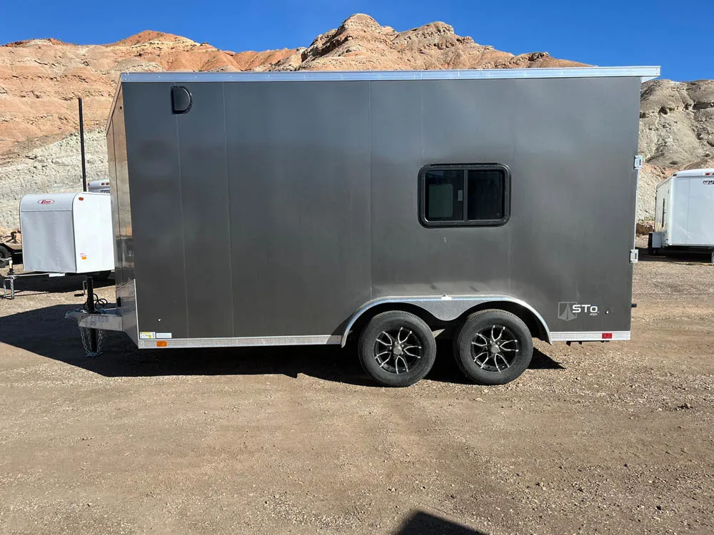 7 x 14 ATC STO 450 Cargo Trailer Tandem Med Charcoal Left Side