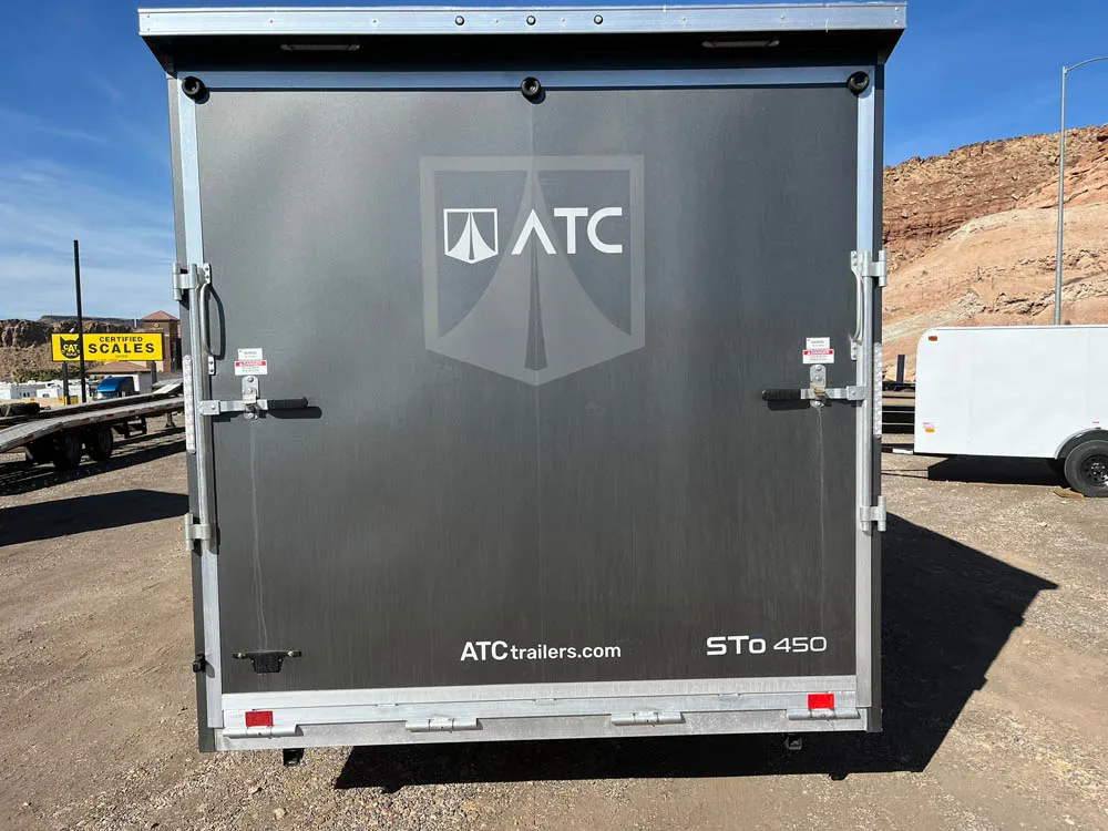 7 x 14 ATC STO 450 Cargo Trailer Tandem Med Charcoal Rear