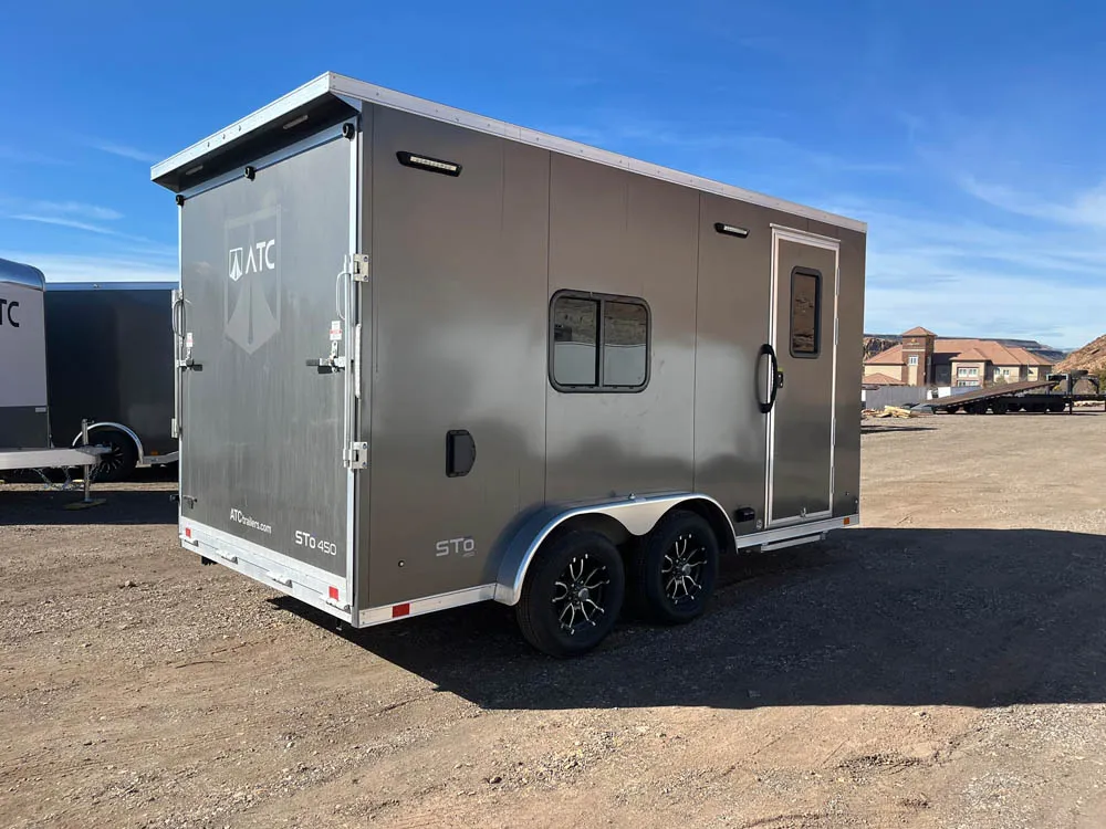 7 x 14 ATC STO 450 Cargo Trailer Tandem Med Charcoal Right Rear