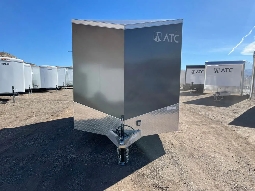 7 x 14 ATC STO 450 Cargo Trailer Tandem Med Charcoal Front