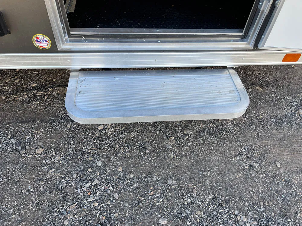 7 x 14 ATC STO 450 Cargo Trailer Tandem Med Charcoal Side Door Step