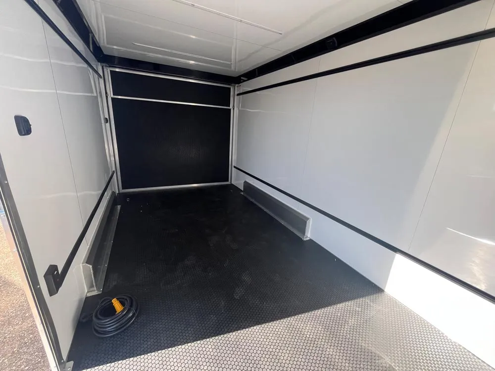 7.5 x 14 ATC STO 450 Cargo Trailer Tandem Polar White inside towards rear