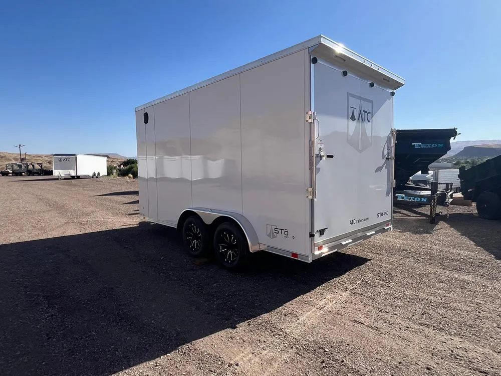 7.5 x 14 ATC STO 450 Cargo Trailer Tandem Polar White left rear