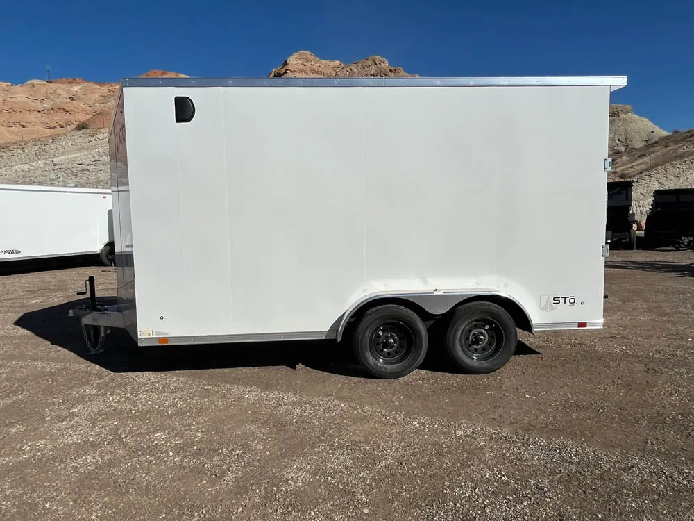 7 x 14 ATC STO 450 Cargo Trailer Tandem White Left Side
