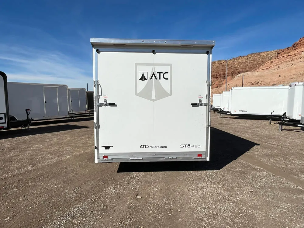 7 x 14 ATC STO 450 Cargo Trailer Tandem White Rear