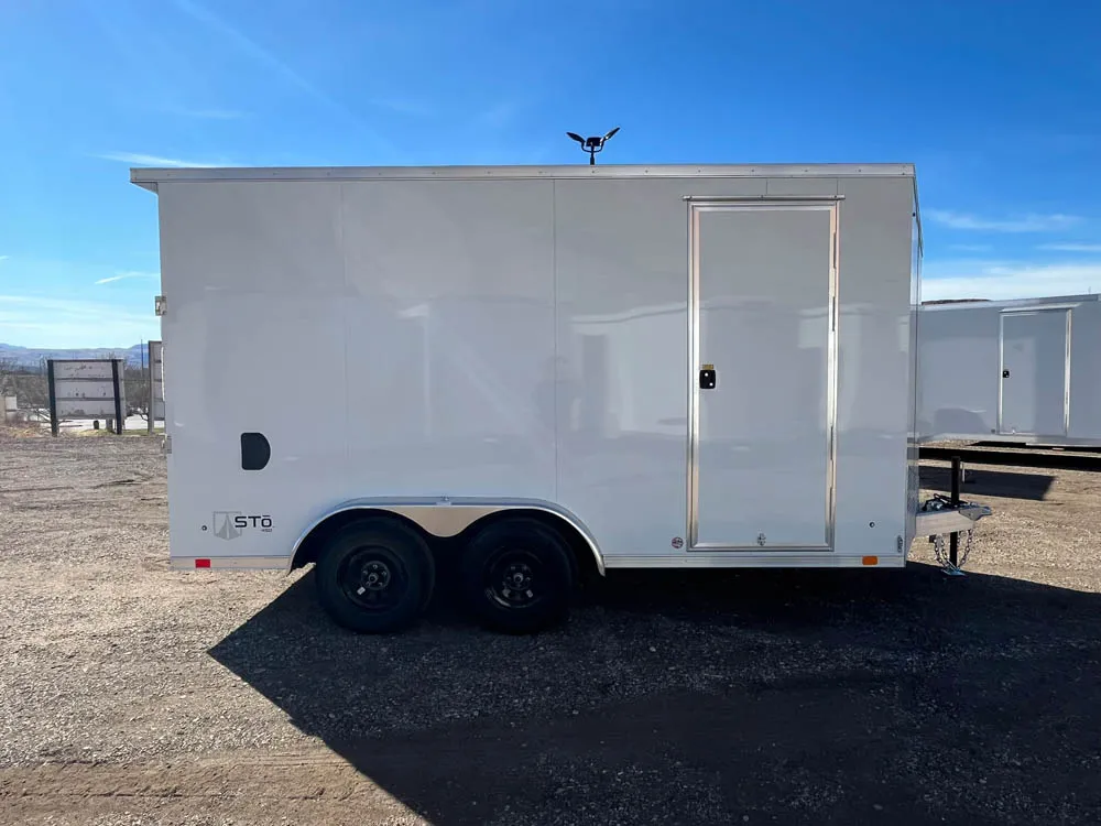 7 x 14 ATC STO 450 Cargo Trailer Tandem White Right Side