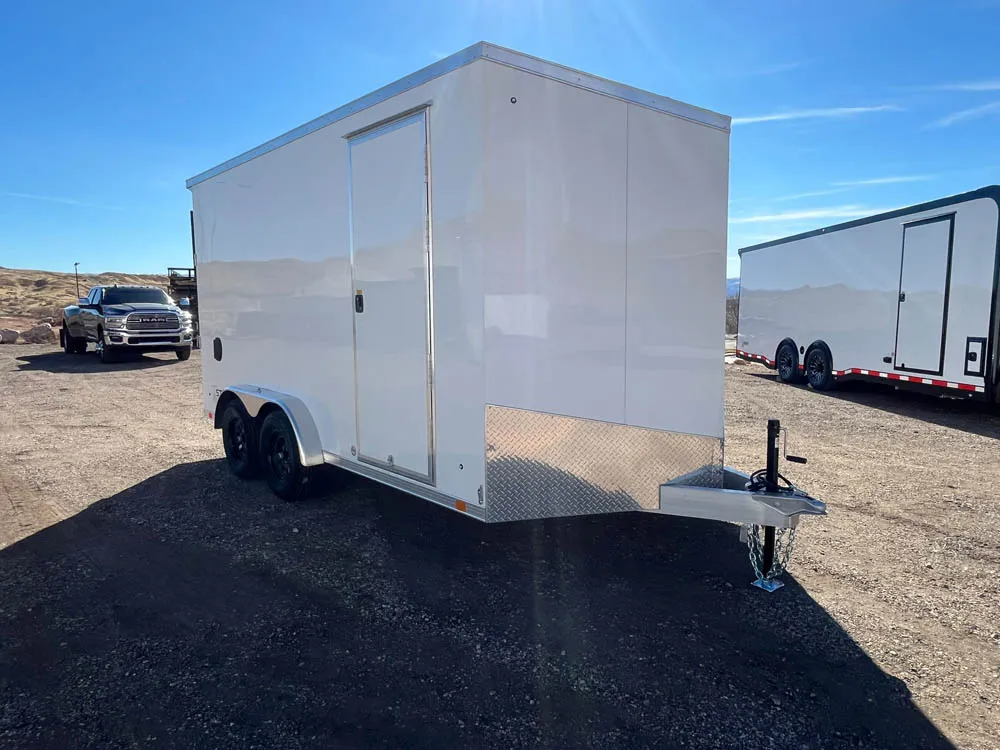 7 x 14 ATC STO 450 Cargo Trailer Tandem White Right Front