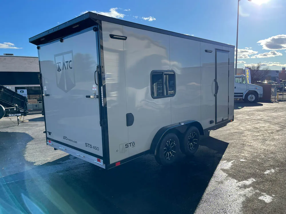 7 x 16 ATC STO 450 Cargo Trailer Tandem Dove Grey Right Rear