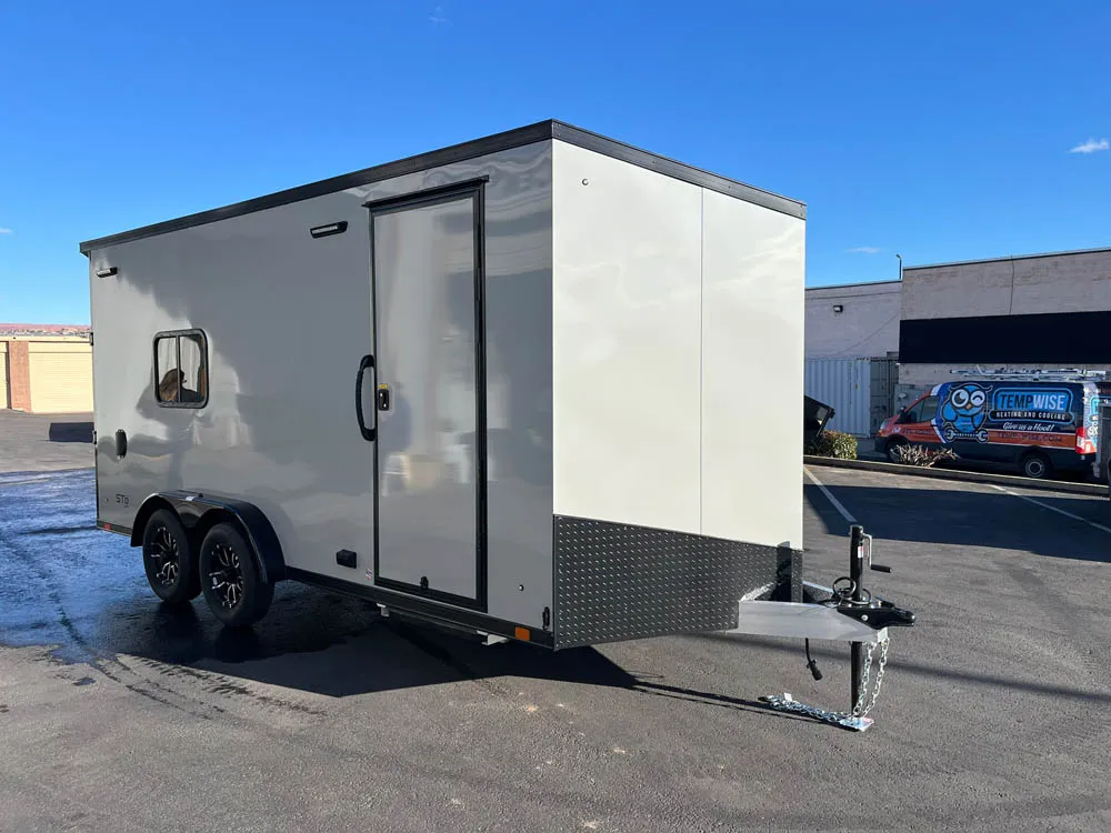 7 x 16 ATC STO 450 Cargo Trailer Tandem Dove Grey Right Front