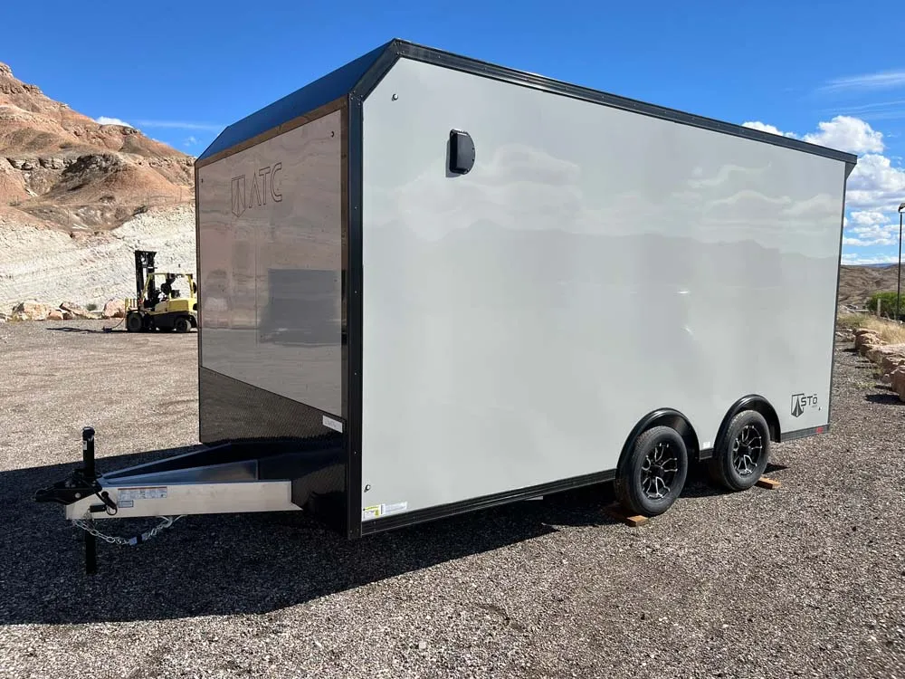 8.5 x 16 ATC STO 450 Cargo Trailer Tandem Dove Grey left front