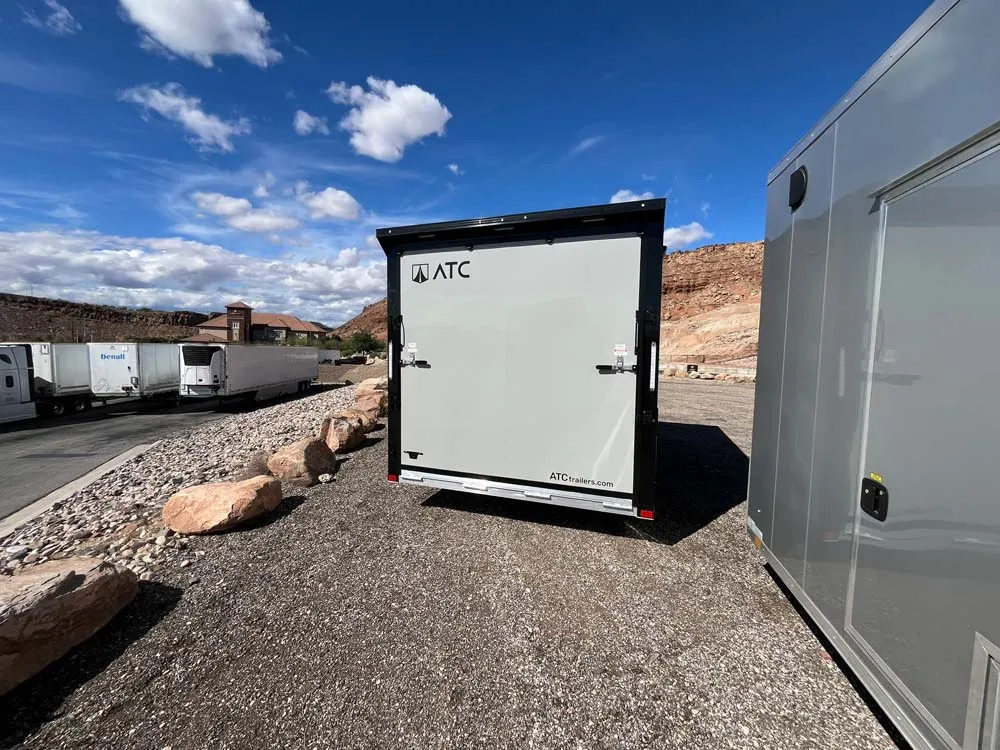 8.5 x 16 ATC STO 450 Cargo Trailer Tandem Dove Grey rear