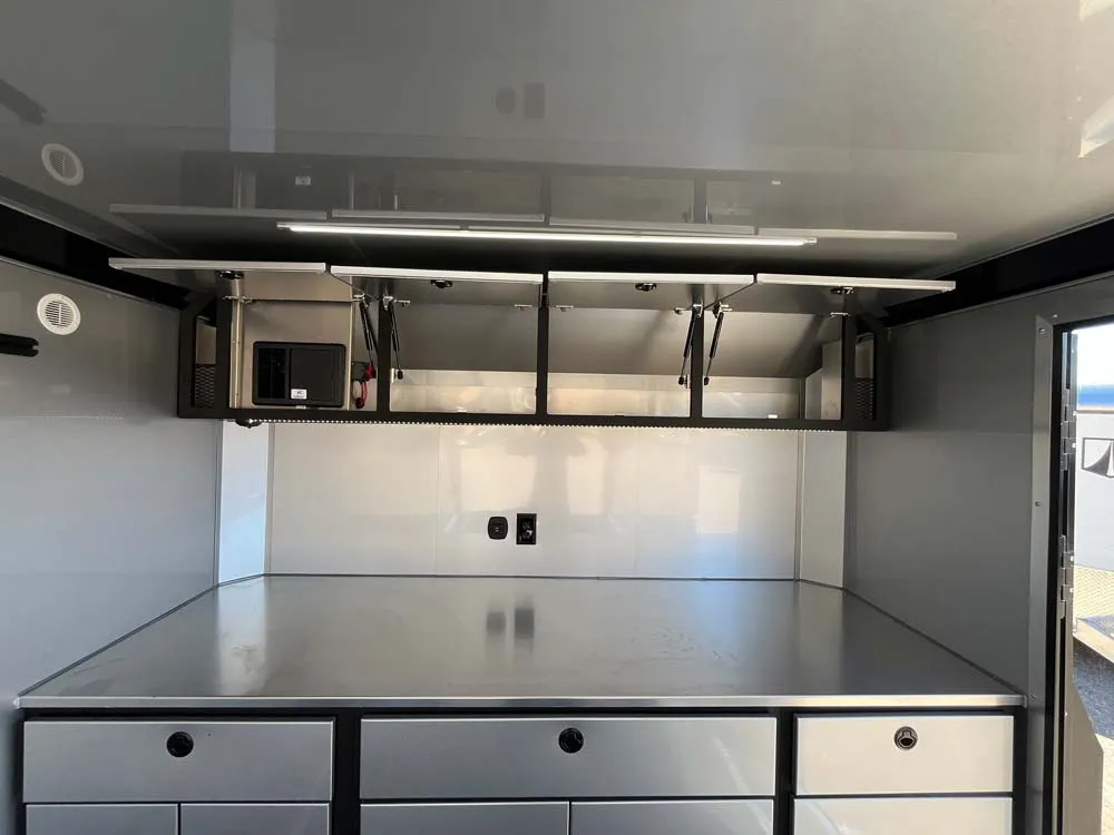 8.5 x 20 ATC STO 450 Cargo Trailer Tandem Silver Frost top cabinets