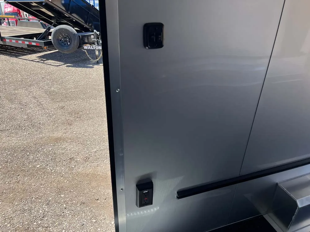8.5 x 20 ATC STO 450 Cargo Trailer Tandem Silver Frost light switch by door