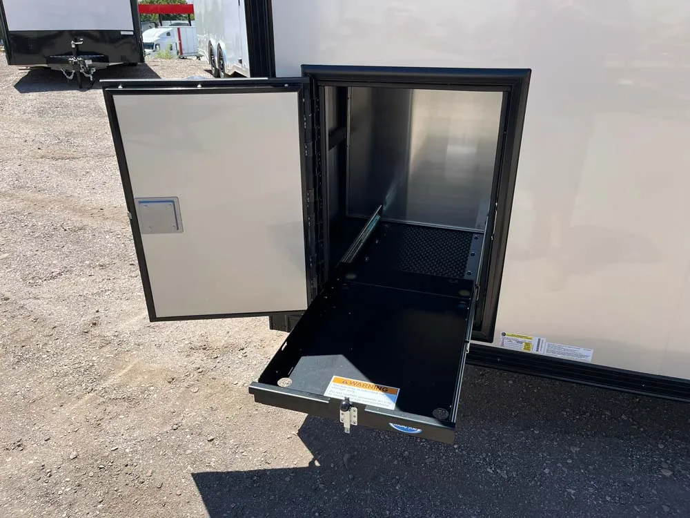 8.5 x 20 ATC STO 450 Cargo Trailer Tandem Silver Frost outside storage