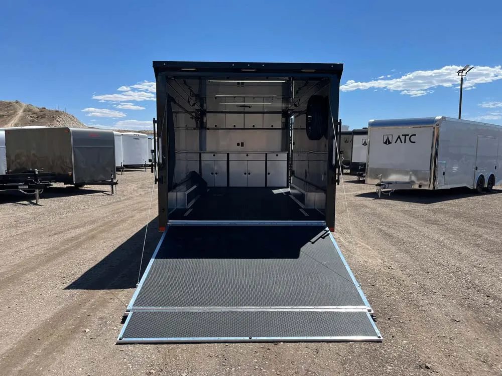 8.5 x 20 ATC STO 450 Cargo Trailer Tandem Silver Frost rear ramp