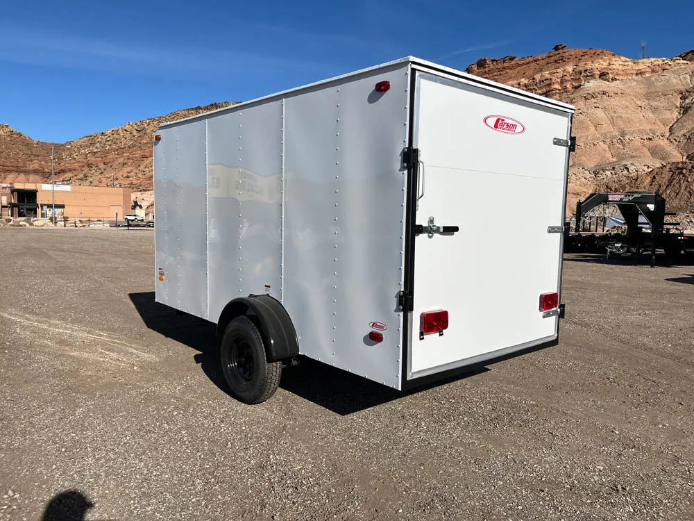 6 x 12 Carson Cargo Trailer Single Barn Door left rear