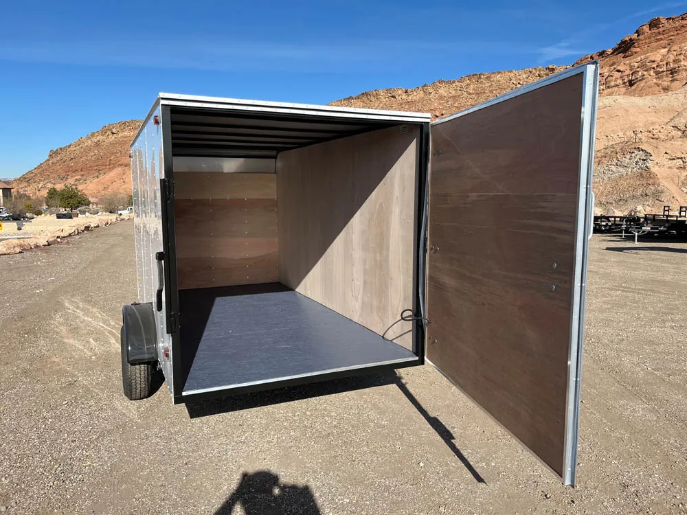 6 x 12 Carson Cargo Trailer Single Barn Door rear door open